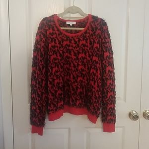 Super soft red and black fuzzy sweater